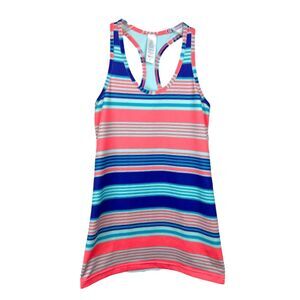 Ivivva Tank Top Youth 10 Girls Lululemon Green Blue Striped Racerback Athletic